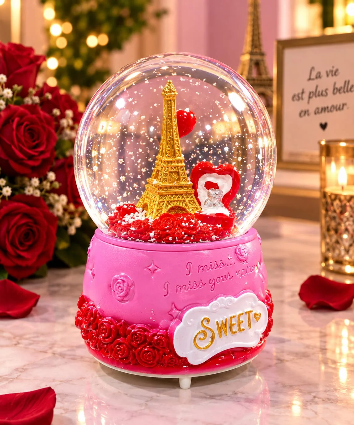 Couple Crystal Ball Wedding Snow Ball Music Box Valentine