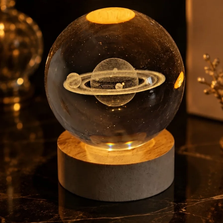 Une boule de cristal lumineuse apporte une touche d