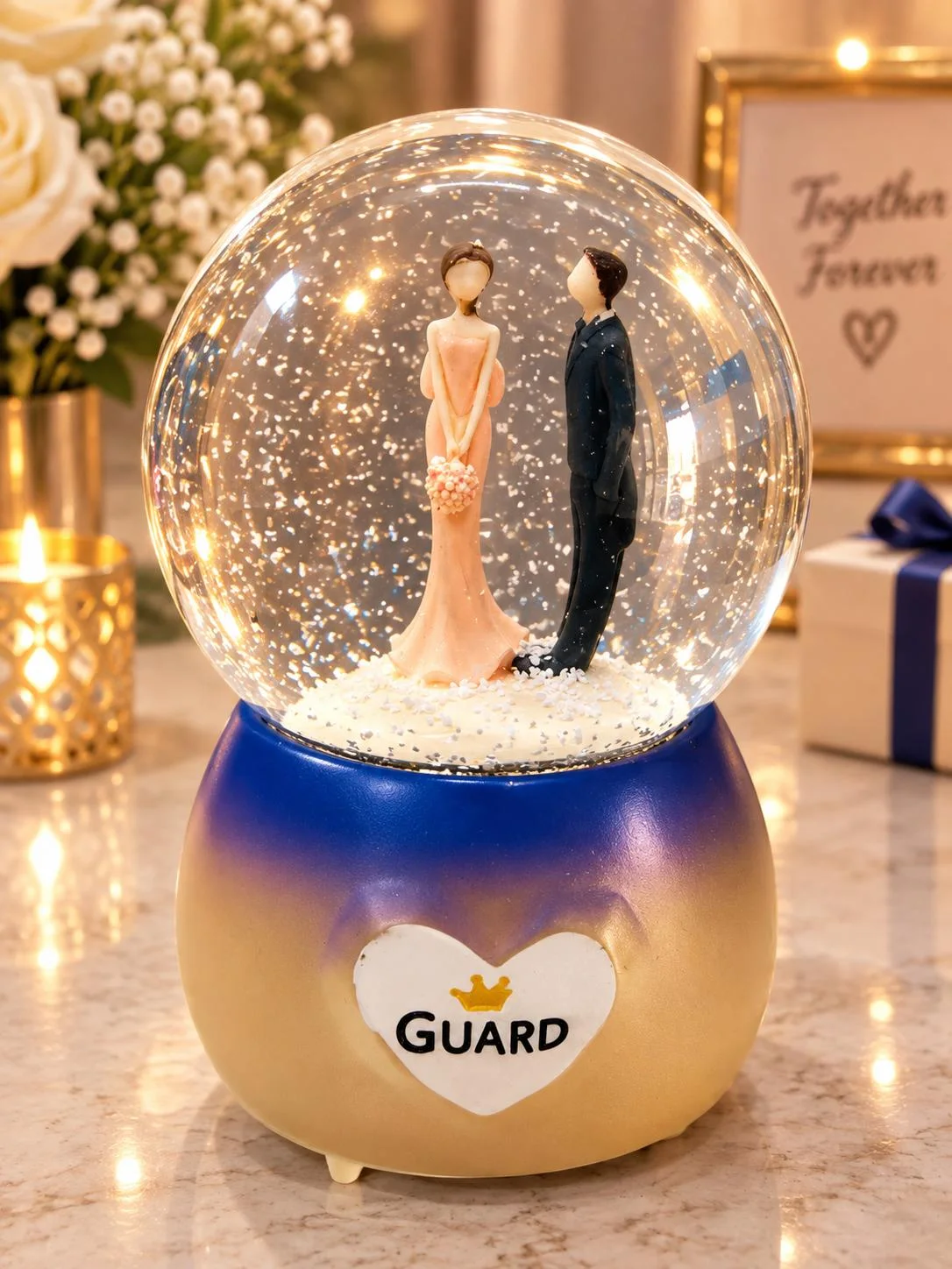Couple Crystal Ball Wedding Snow Ball Music Box Valentine