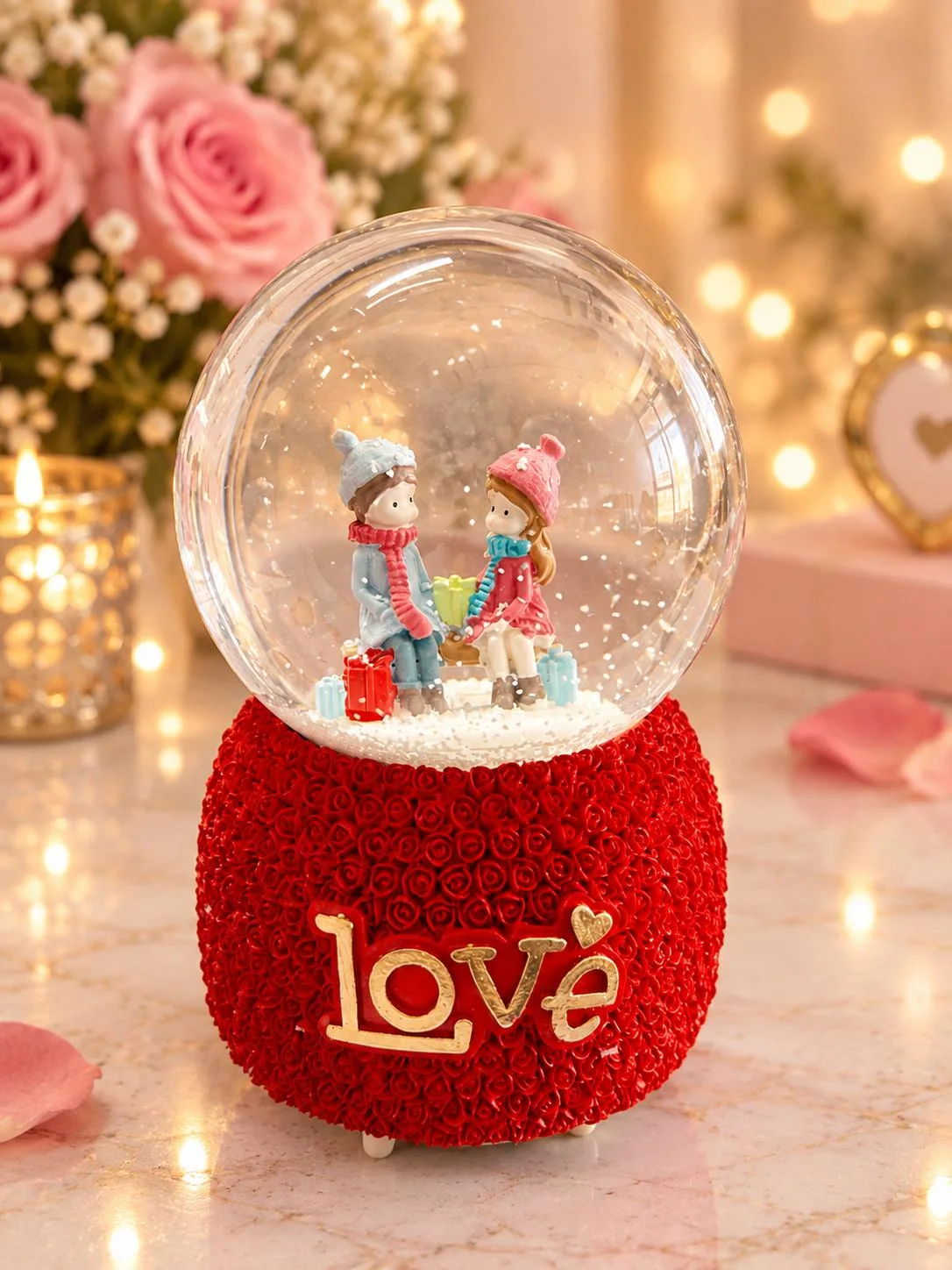 Couple Crystal Ball Wedding Snow Ball Music Box Valentine