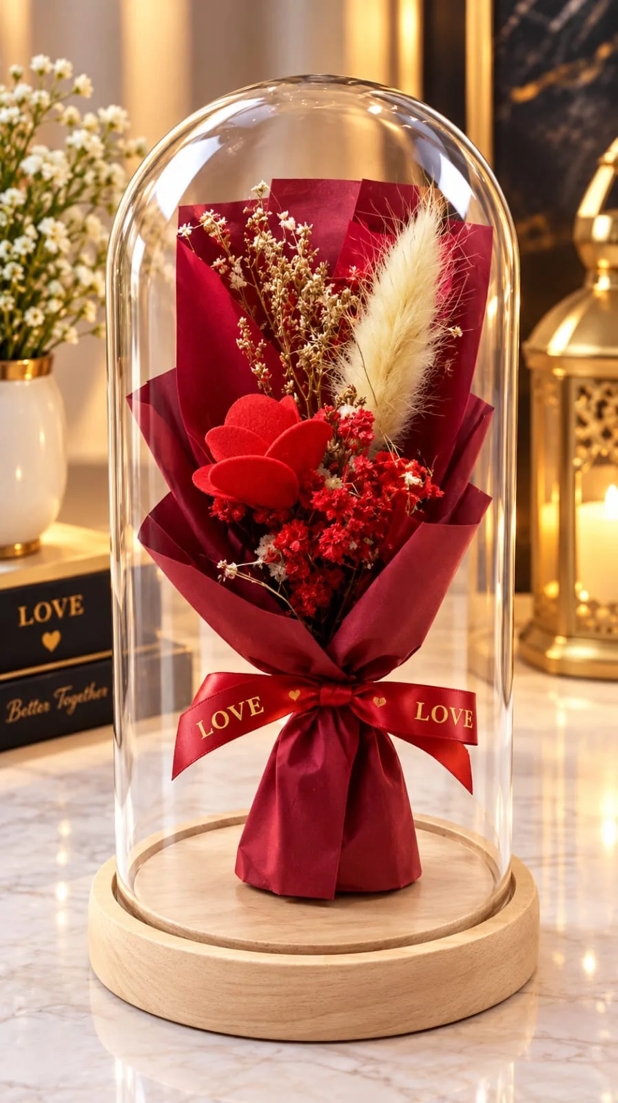 Red Enchanted Rose Dome