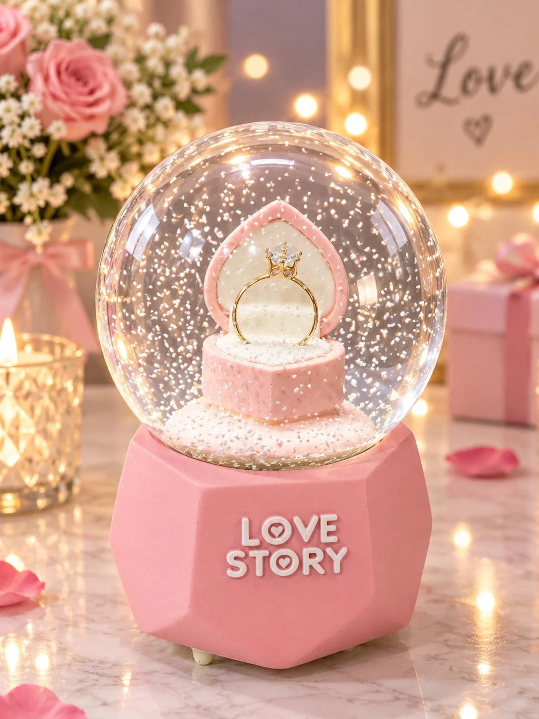 Couple Crystal Ball Wedding Snow Ball Music Box Valentine's Day Decorative Ornament