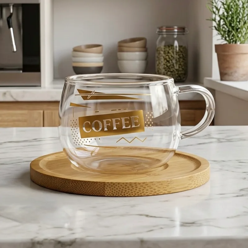 Tasses Café 6 Soucoupes 6 Bambou