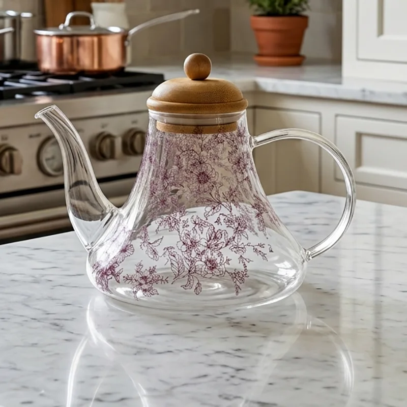 Théière Motif Floral Bambou