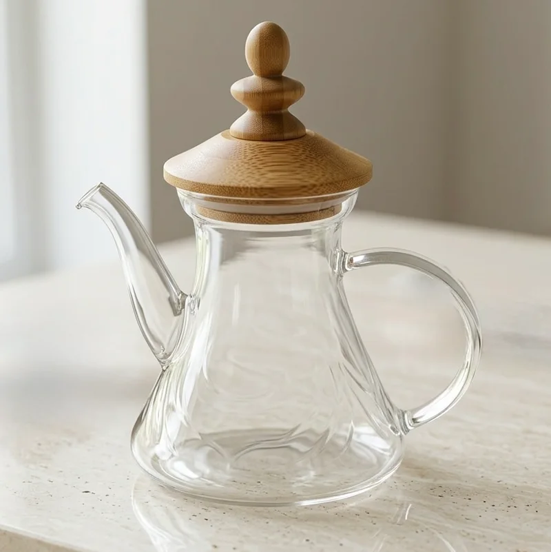 Théière Verre Couvercle Bambou