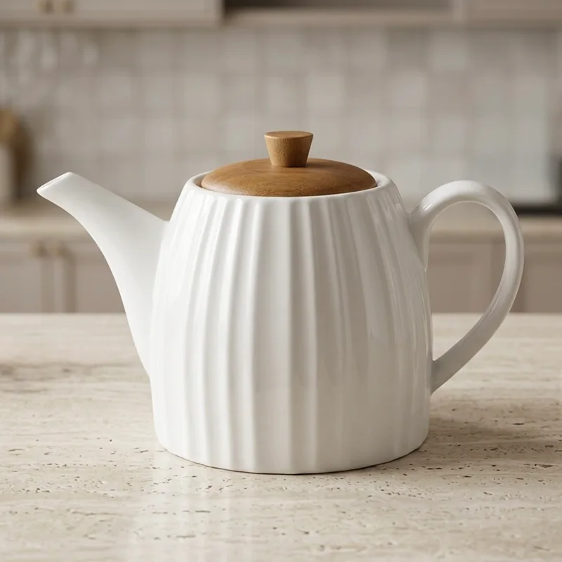 Théière Céramique Striée Bambou