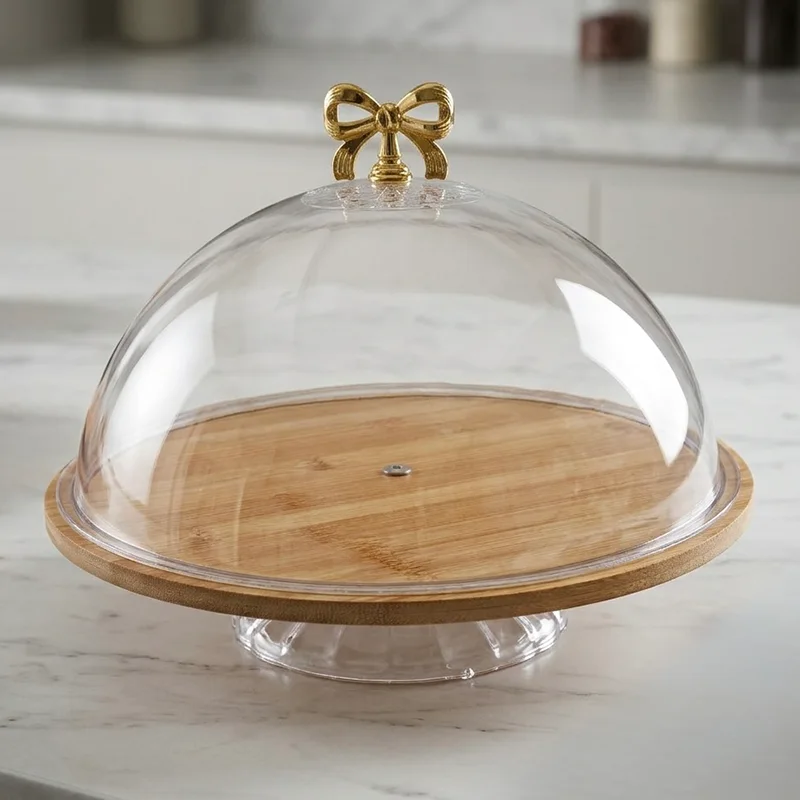 Présentoir Gâteau Cloche Bambou 32 cm