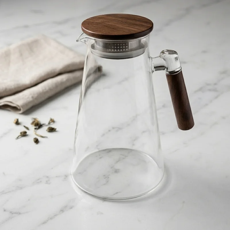 Carafe Verre Ciselé Manche Acacia B