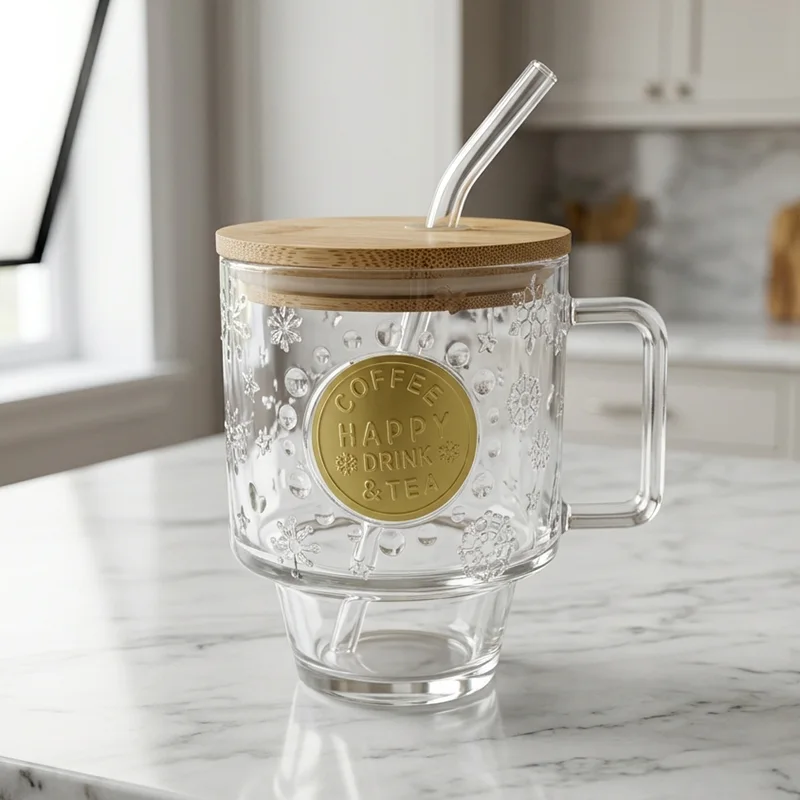 Mug Verre Couvercle Bambou