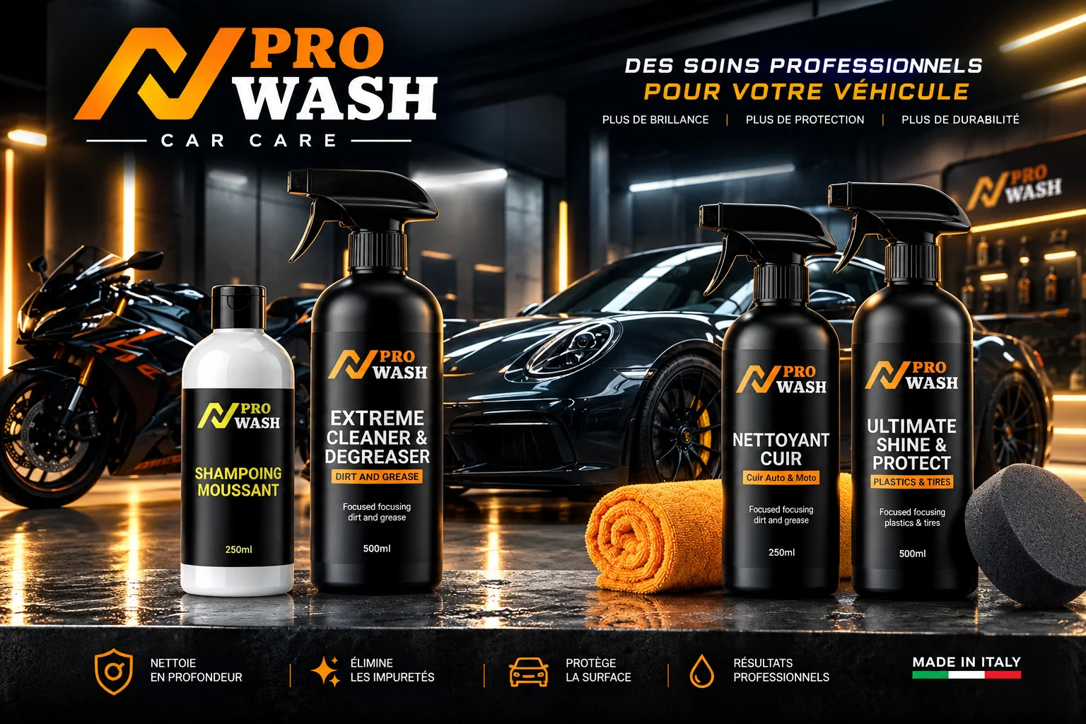 🚗🏍️ PACK N PRO WASH — العناية الاحترافية بالسيارة والدراجة النارية