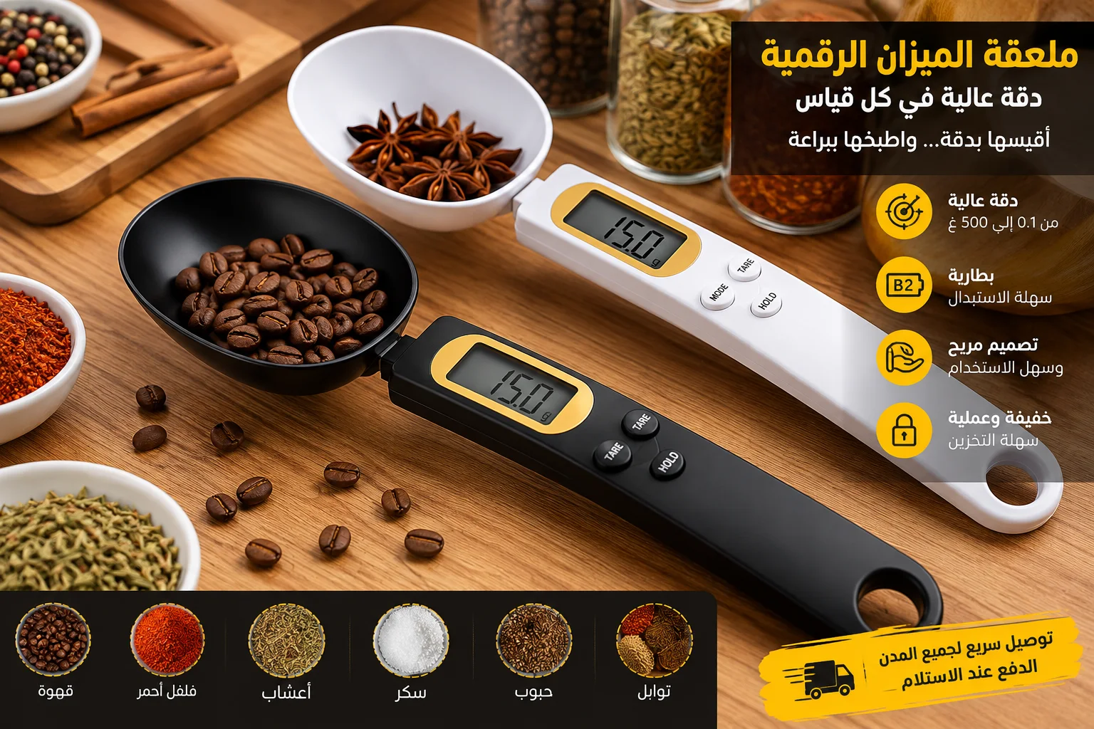 وزن دقيق للتوابل والقهوة بسهولة