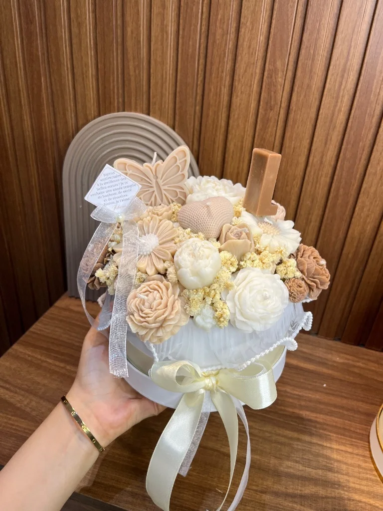 Bouquet de Bougies Parfumées Fleurs - Taille M (20cm)