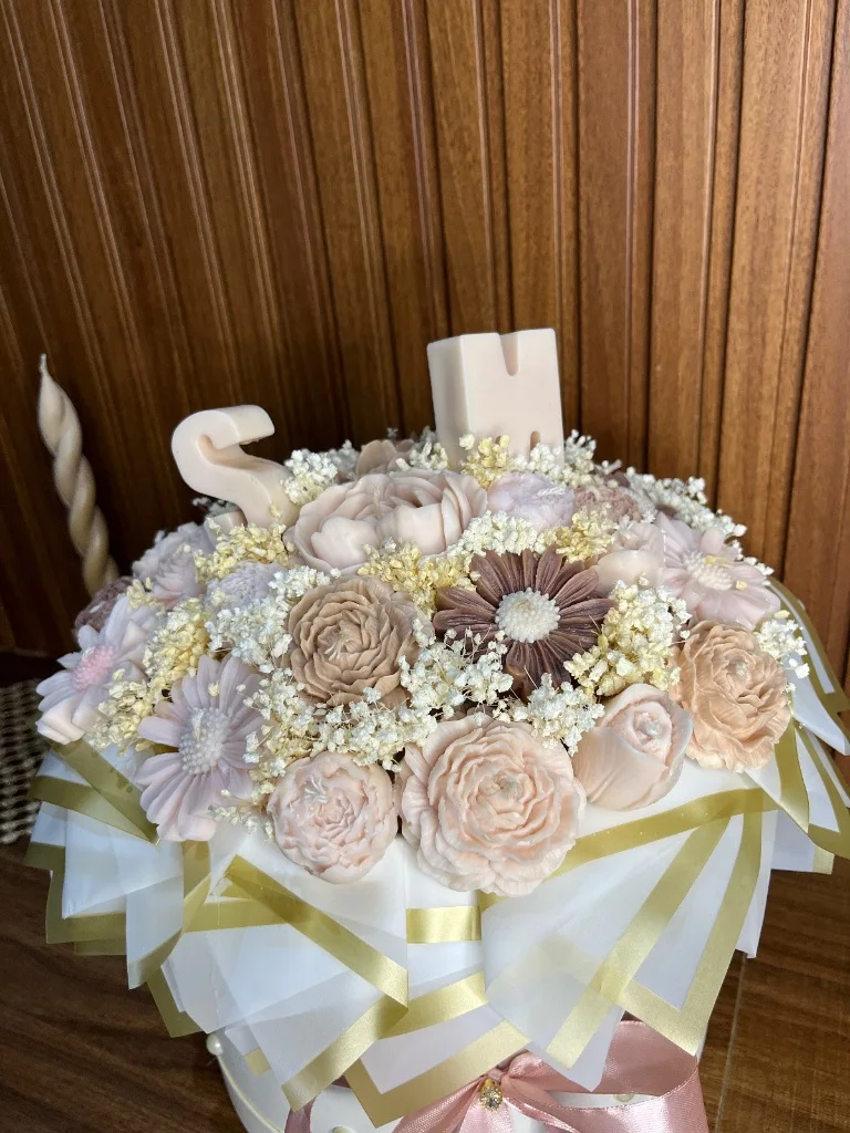Grand Bouquet de Bougies Fleurs - Taille XL (27cm)