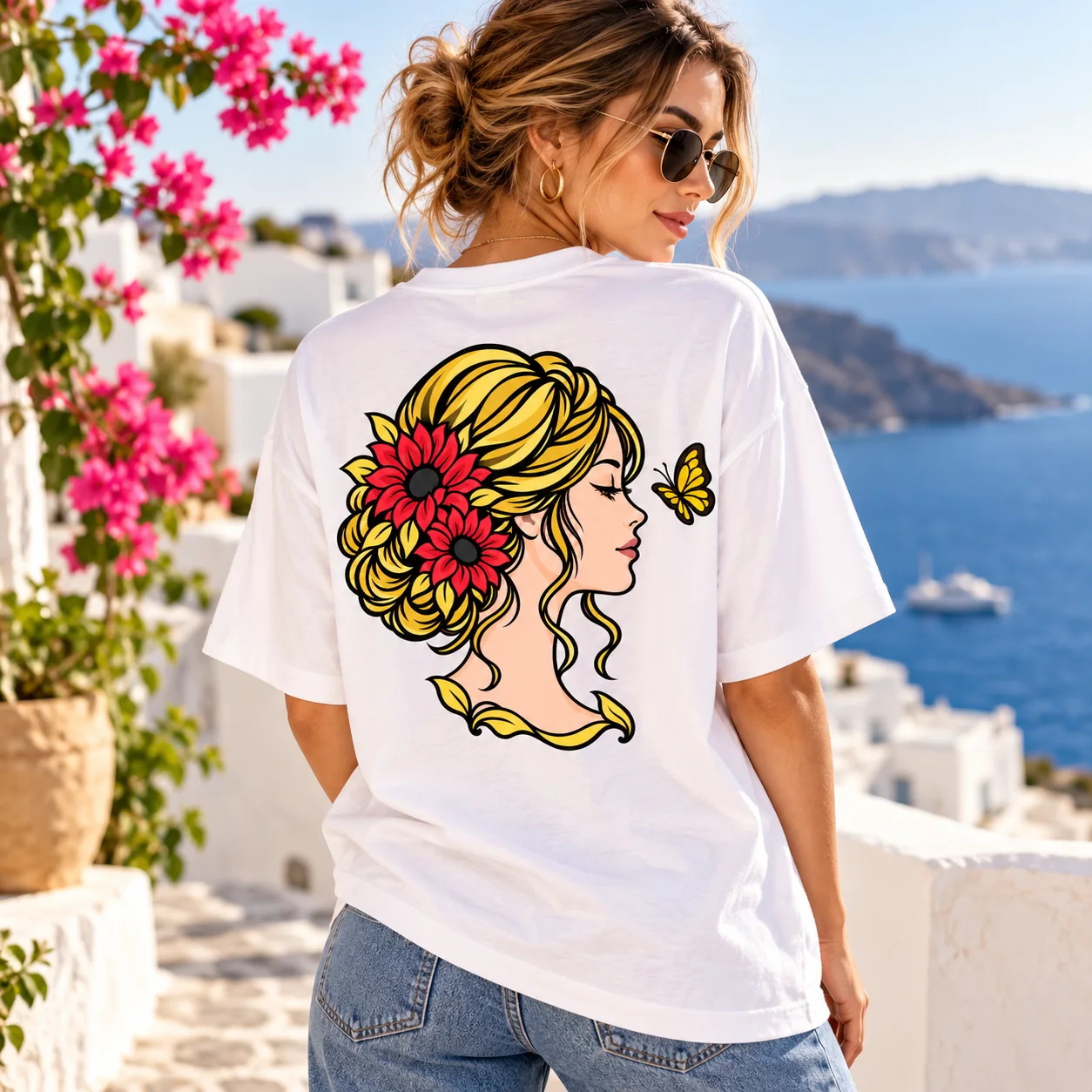 T-Shirt Oversize Femme – Golden Beauty 🌸 | Élégance Florale