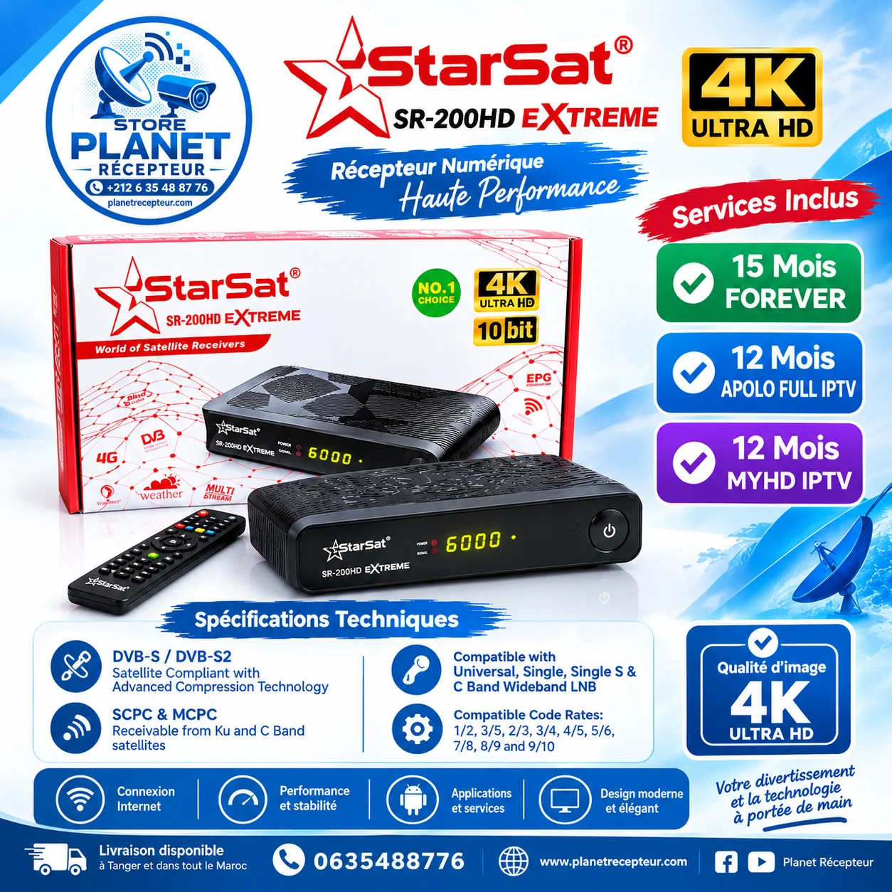 Starsat SR-200 Extrem 4K – Récepteur Numérique 4K
