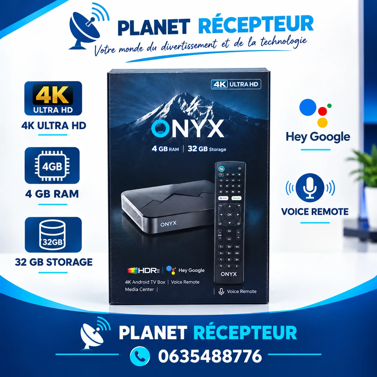 ONYX TV Box 4K HDR Wi-Fi 6