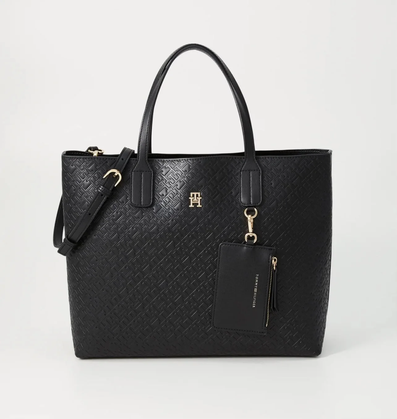 Grand cabas monogramme TH avec pochette - Tommy Hilfiger - Noir