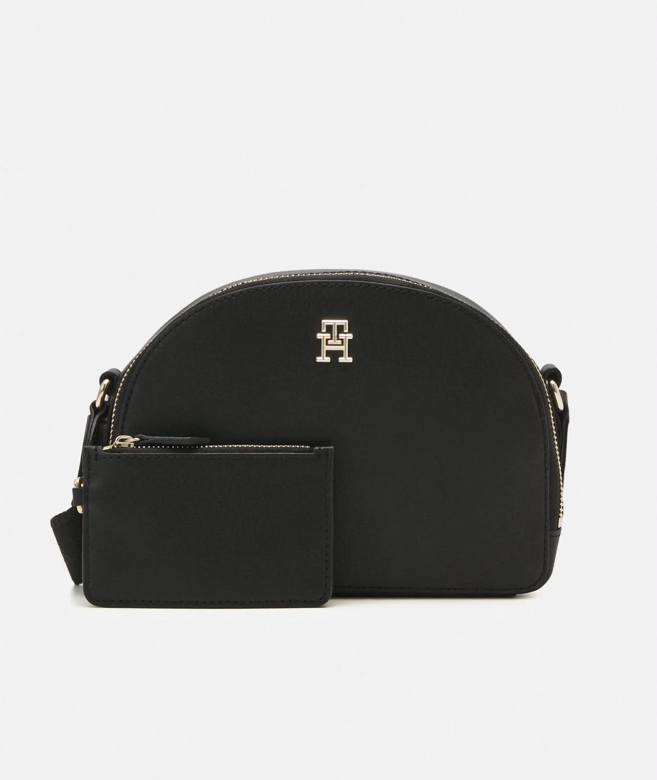 Sac demi-lune avec pochette - Tommy Hilfiger - Noir (bandoulière large)
