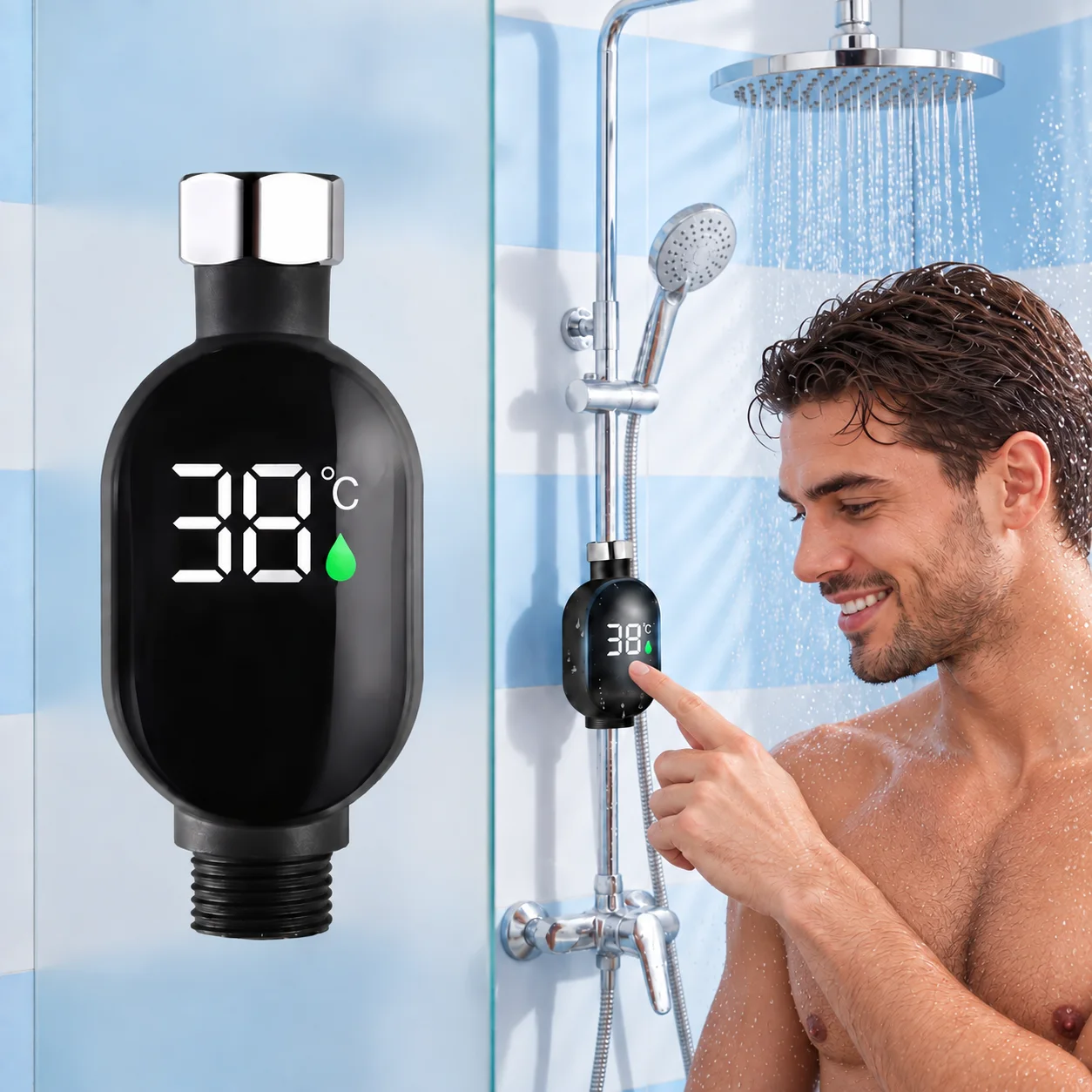 Termómetro de ducha con pantalla LED