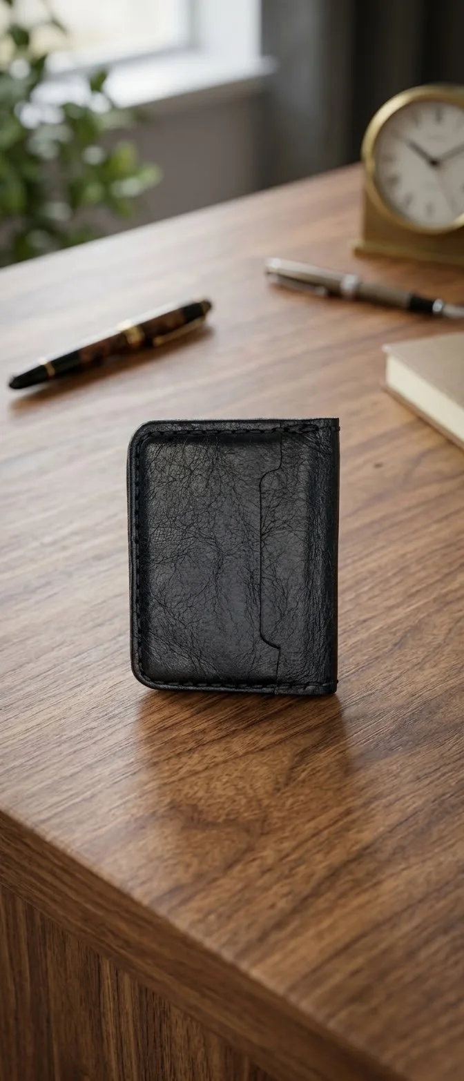 Porte feuille Bleu marine cuir véritable