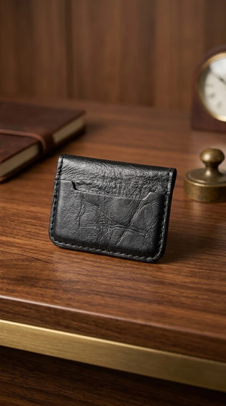 Porte feuille Bleu marine cuir véritable