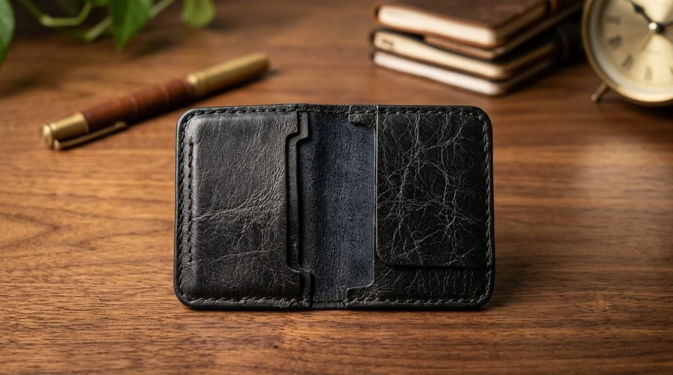 Porte feuille Bleu marine cuir véritable