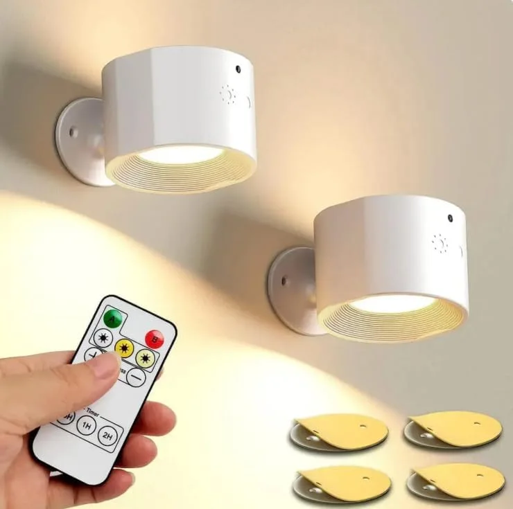 مصباح Solura™ الجداري اللاسلكي LED بإضاءة قابلة للتعديل وبطارية قابلة للشحن مع جهاز تحكم عن بُعد، دون حفر أو أسلاك