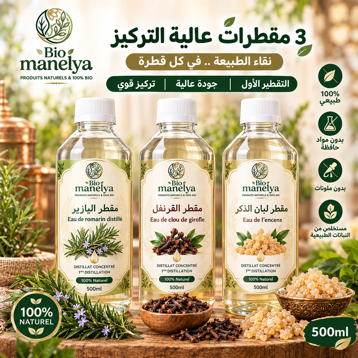 3 مقطرات عالية التركيز تقطير الاول Eau  distillé