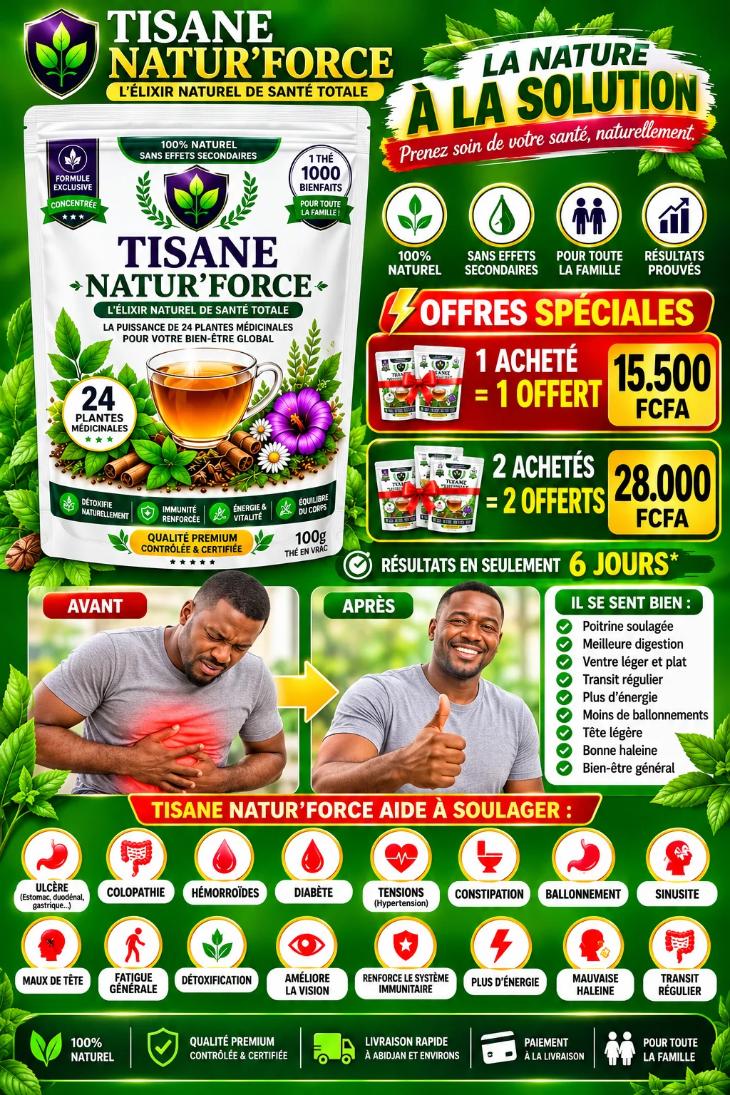 Tisane nature force la puissance de 24 plantes au service de votre bien-être naturel