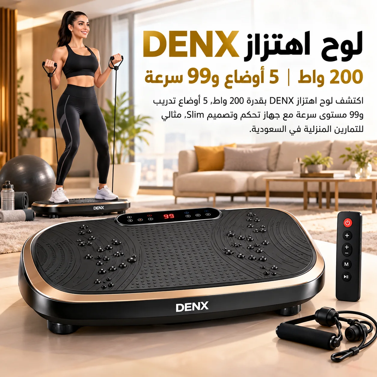 لوح اهتزاز DENX 200 واط | 5 أوضاع و99 سرعة