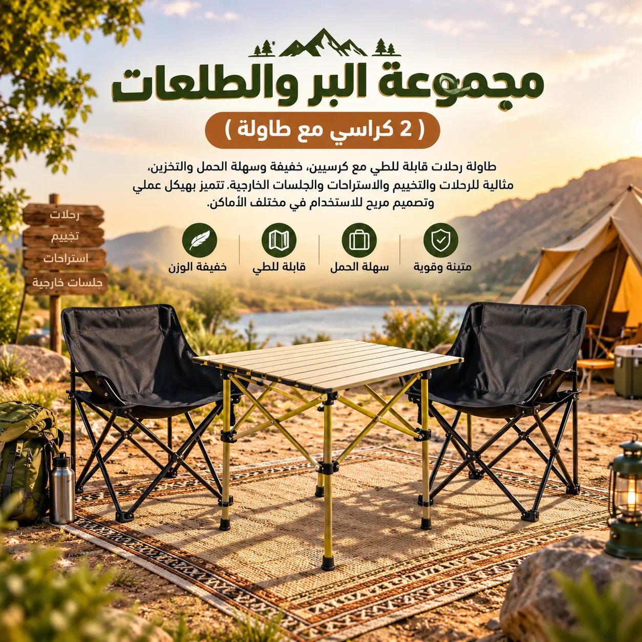مجموعة البر والطلعات ( 2 كراسي مع طاولة )