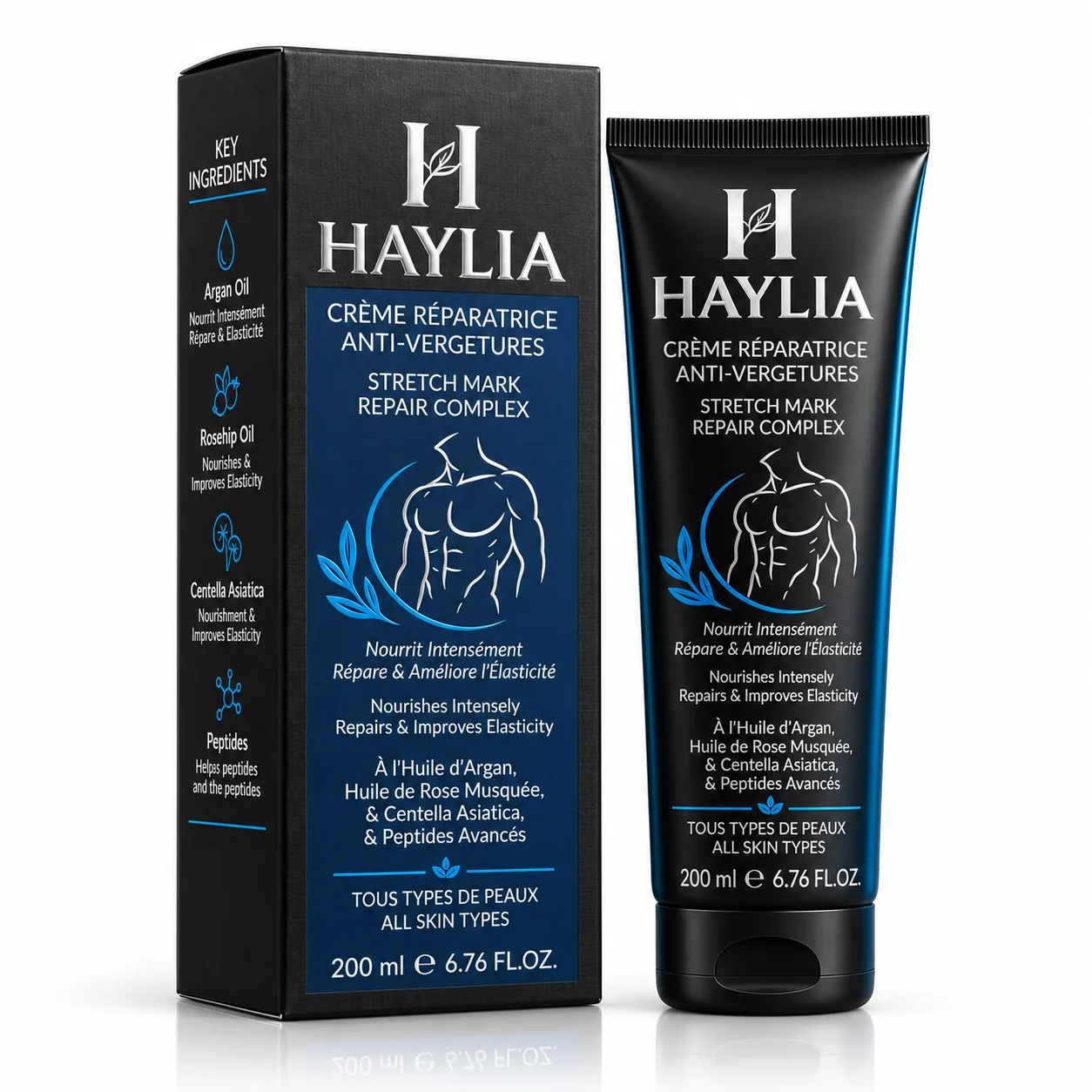 Crème Réparatrice Anti-Vergetures Homme HAYLIA 200 ml
