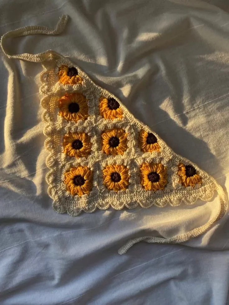 🌸 Bandana Crochet Handmade Floral 🌸