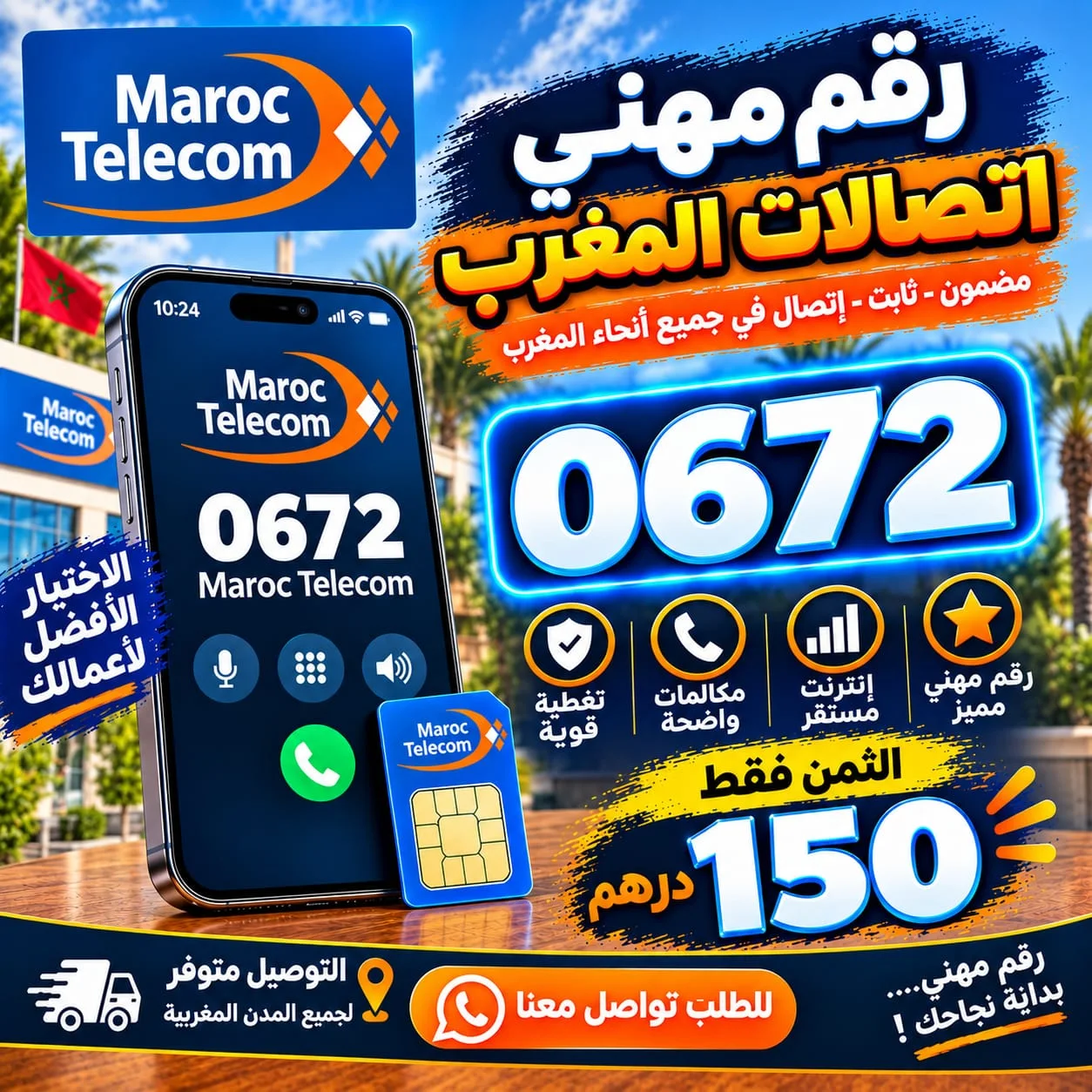 رقم مهني 0672 اتصالات المغرب MAROC TELECOM