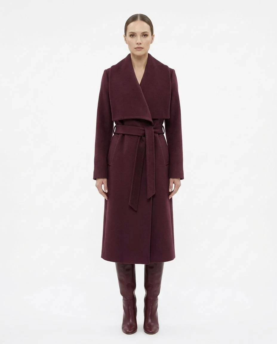 L'Impérial Chic en Laine & Cachemire, Manteau Long Col Officier & Grand Revers "Auguste"