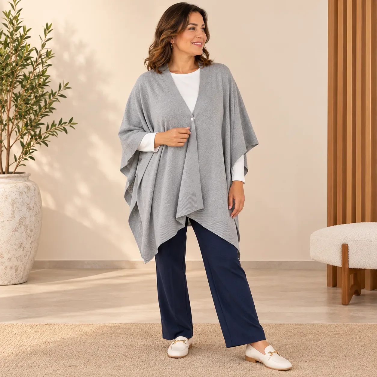 Châle Gilet Gris Chic Élégant (CIV)