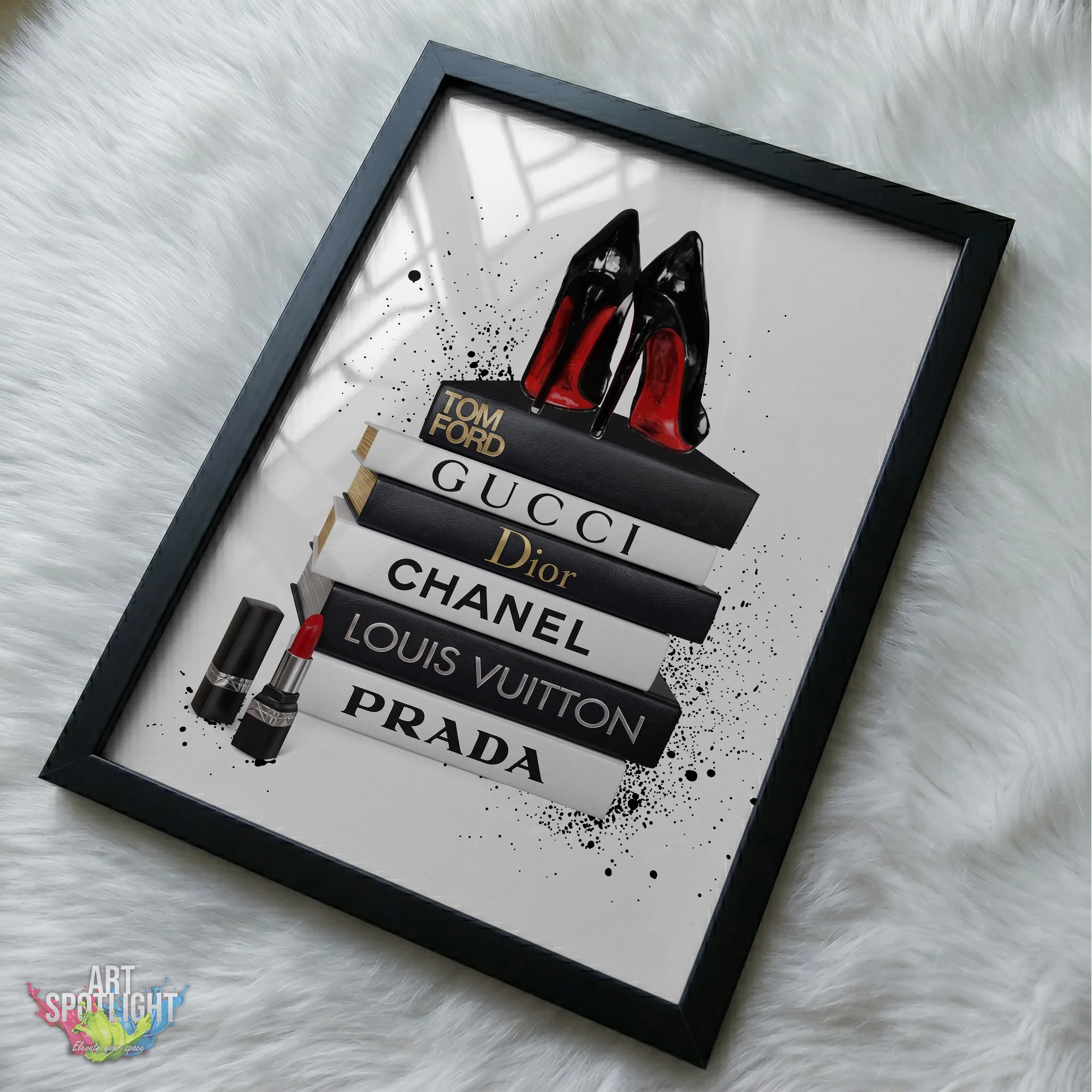 DESIGNER BOOKS AND RED SOLE HEELS