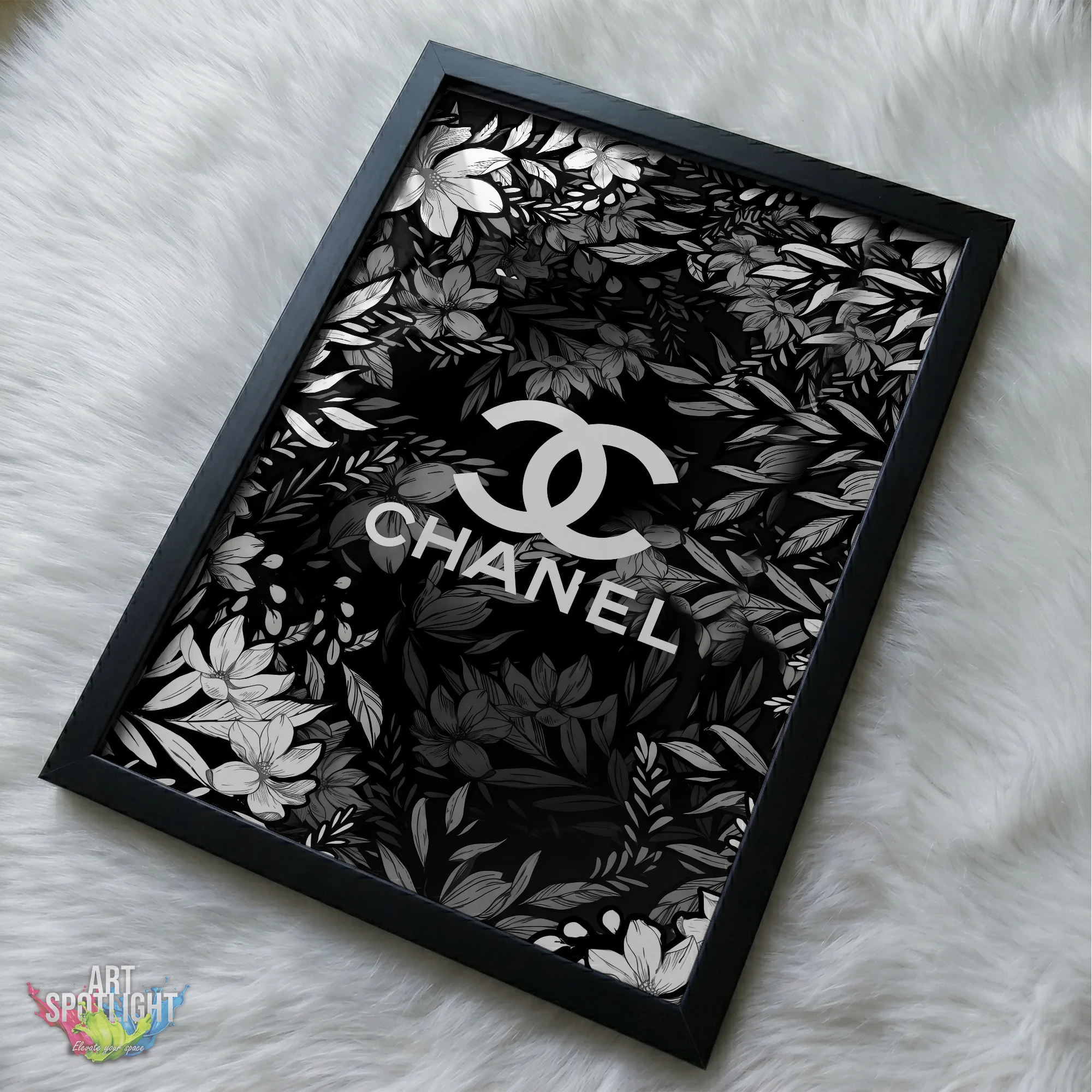 CHANEL BLACK AND WHITE FLORALS