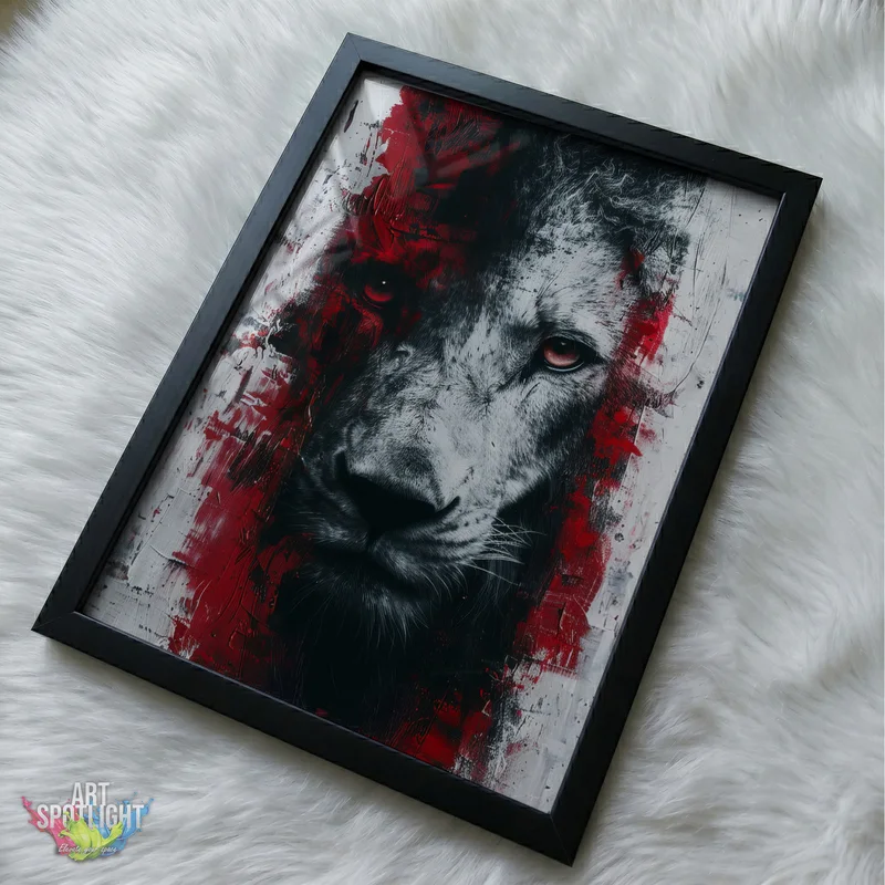 LION IN CRIMSON SHADOWS