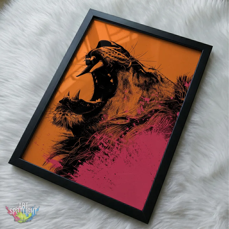 LION ROARING IN ORANGE