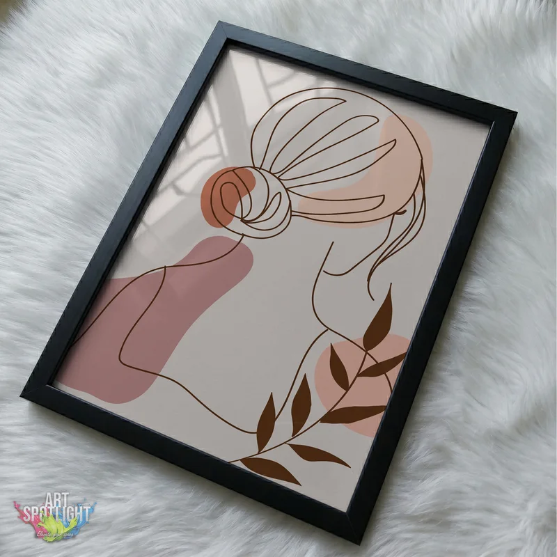 WOMAN WITH BUN AND LEAVES
