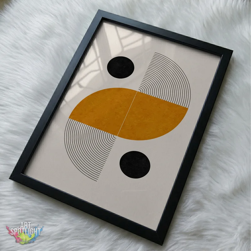 OCHRE CURVES AND BLACK CIRCLES