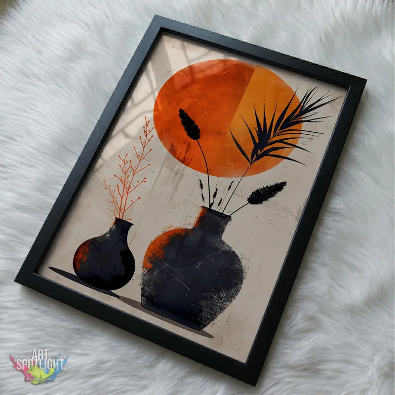 BLACK VASES AND ORANGE SUN