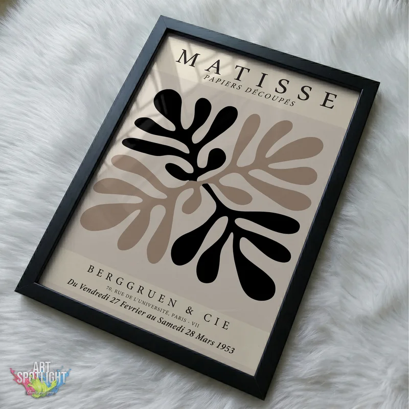 BLACK AND TAUPE ABSTRACT LEAVES