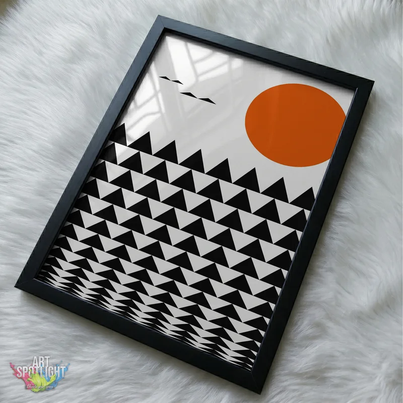 ORANGE SUN AND GEOMETRIC PEAKS