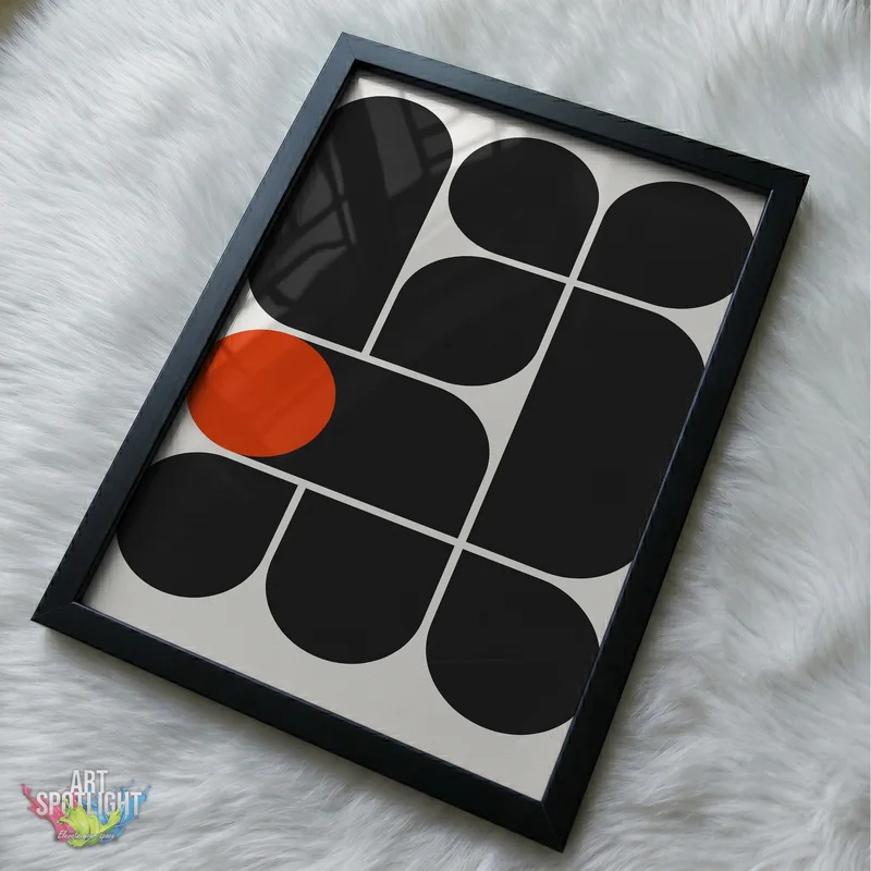 BLACK GEOMETRY ORANGE CIRCLE