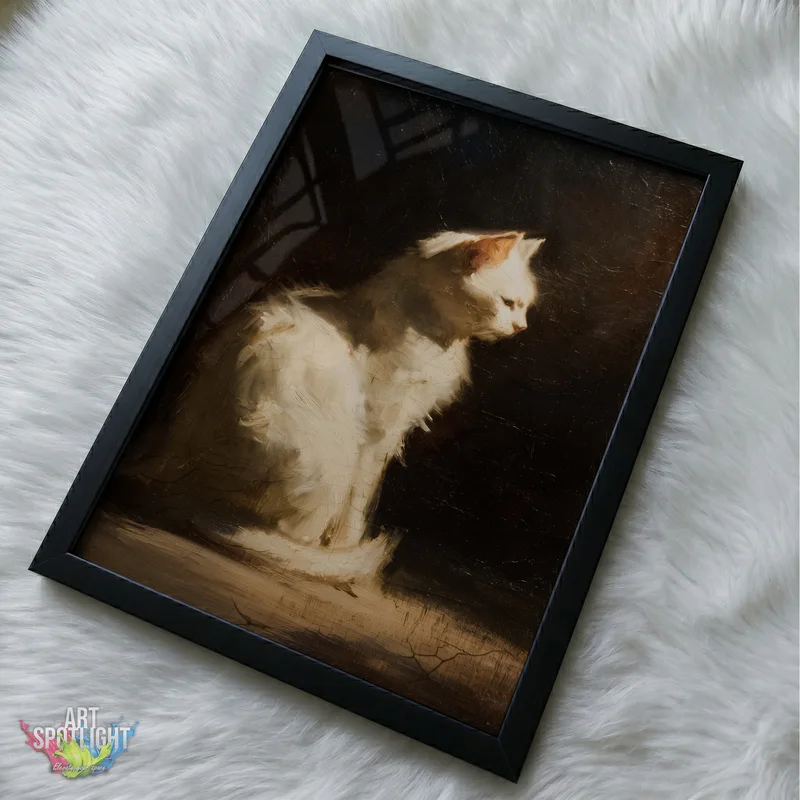 WHITE CAT IN AMBER LIGHT