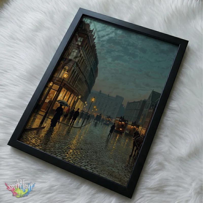 GASLIGHT ON RAIN-SOAKED COBBLESTONES