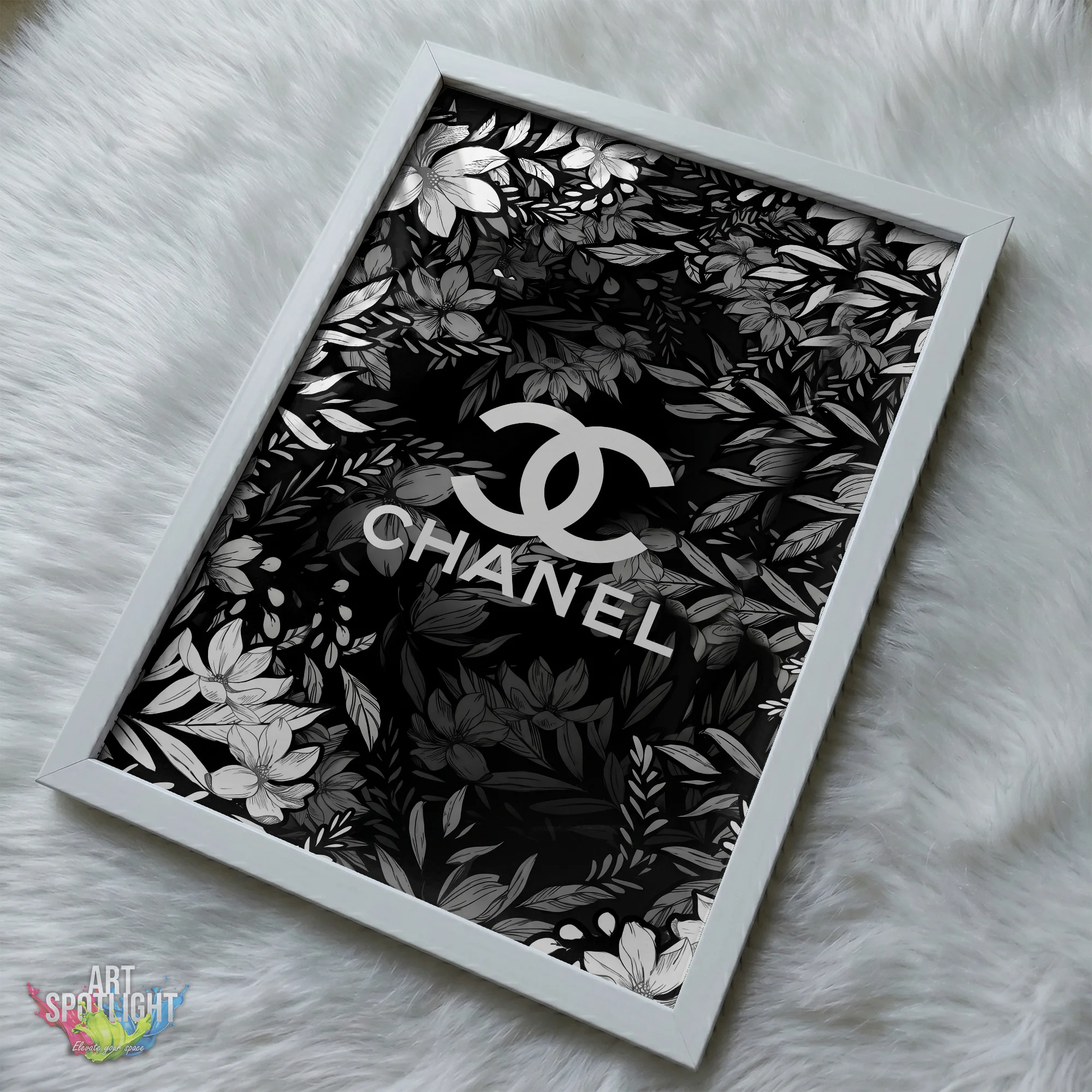 CHANEL BLACK AND WHITE FLORALS