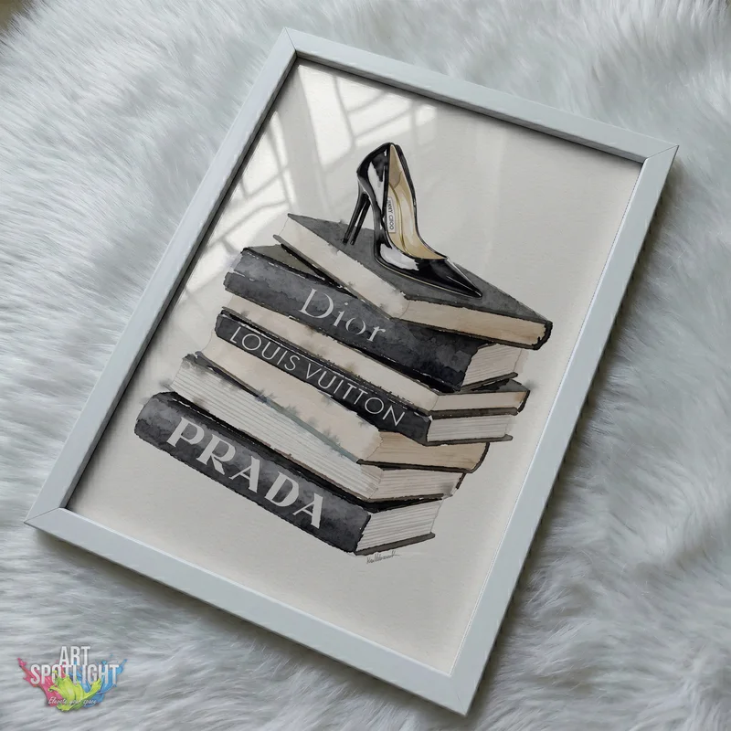 DESIGNER BOOKS AND BLACK STILETTO